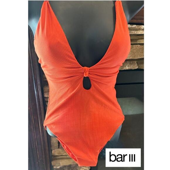 Bar III Like It Or Knot One-Piece Swimsuit | Size XS | Burnt Orange - Picture 2 of 15